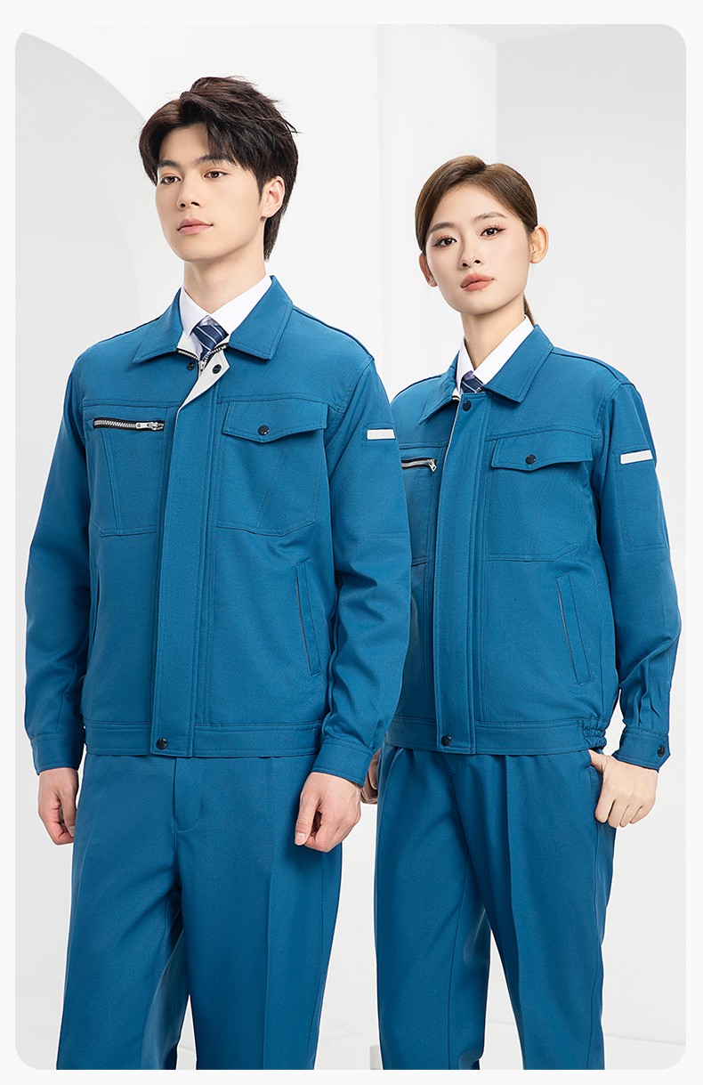 DL235 高端工作服套裝定制印字男春秋長袖車間工人夾克工裝勞保服印字(圖15)