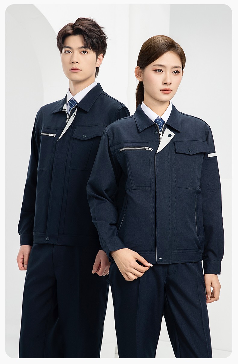 DL235 高端工作服套裝定制印字男春秋長袖車間工人夾克工裝勞保服印字(圖13)